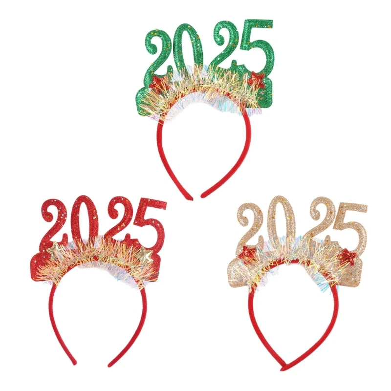 

2025 Fashion Hair Hoop Birthday Party Headwear Glitter Happiness Hair Rings Protable for Party Costume Accessories