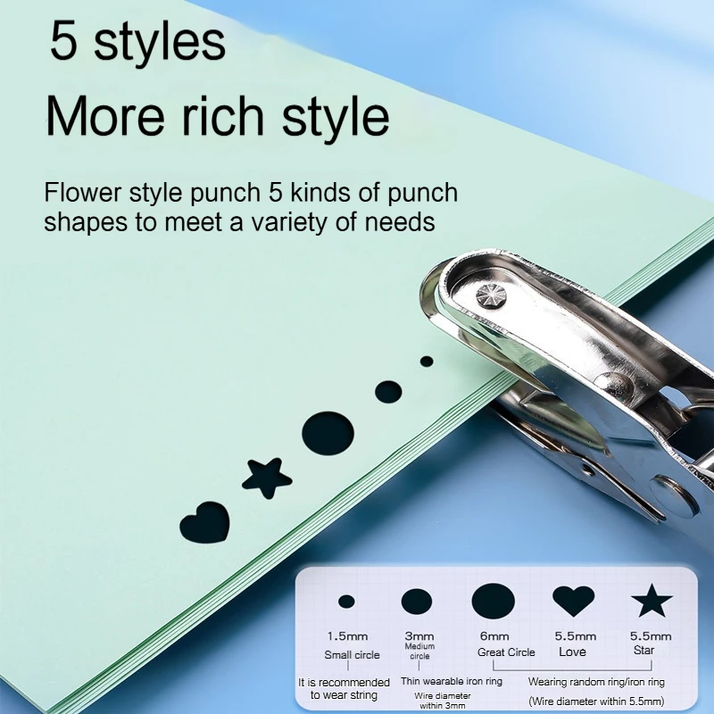 Kawaii Single Handheld Circle Shaped Hole Puncher Capacity 1.5-6mm Green Scrapbooking Paper Diy Craft Shape Cutter Perforator