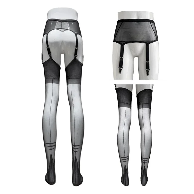 2 Größen 100% Nylon Superlange Strümpfe Damen Fußförmige Oberschenkelhohe Strümpfe mit Rückennaht Nachtclub Sexy Strumpfhalter Strumpfwaren – Detail 7