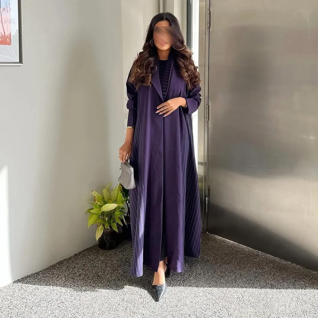 

Dubai Kimono Open Abayas for Women Lapel Muslim Dress Turkey Kaftan Kebaya Caftan Marocain Femme Robe Islam Jalabiya Eid Ramadan