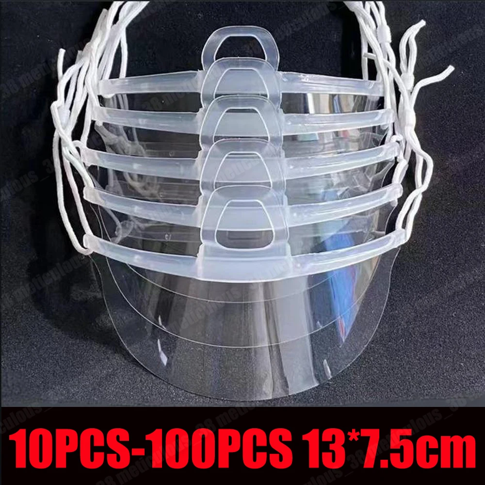 10-pces-100-pces-reutilizavel-transparente-anti-nevoeiro-mascara-escudo-capa-restaurante-escola-plastico-anti-saliva-boca-escudo-mascara-capa