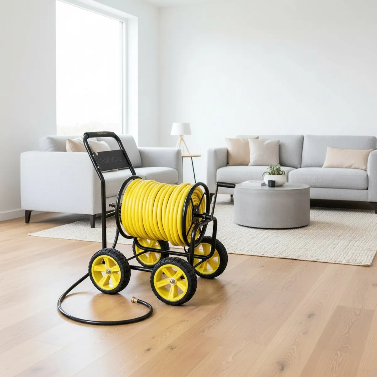 Hose Reel Cart Metal 250ft Capacity Outdoor Garden Backyard Lawn Water Storage Cart Heavy Duty Wheels