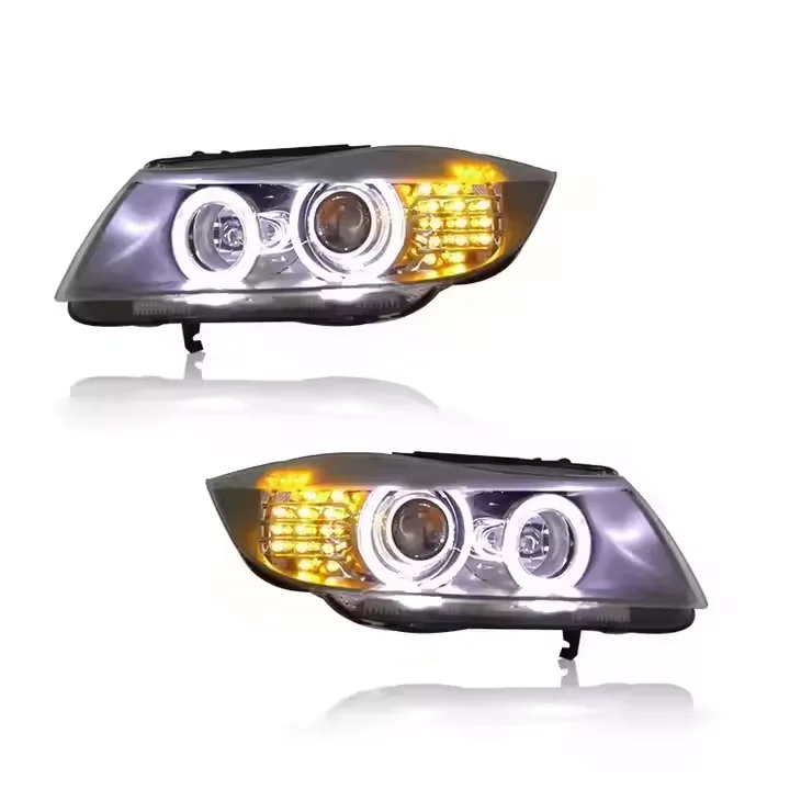 SJC For BMW 3 Series E90 Car Accessories 2005-2012 LED Headlights Upgrade Led Angel Eyes Plug And Play DRL With 320i 330i view 4