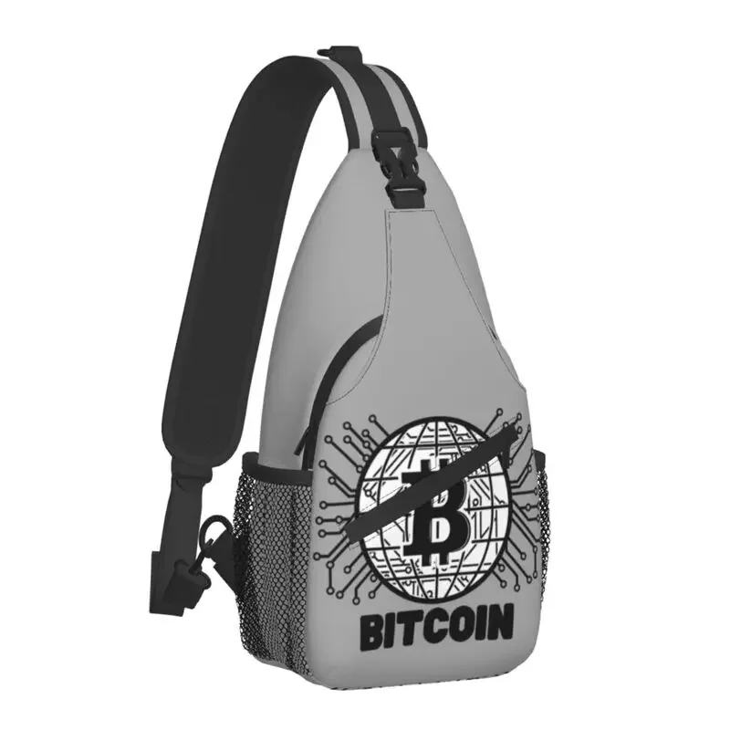 Cool Digital Currency Bitcoin Sling Crossbody Backpack Men BTC Cryptocurrency Blockchain Shoulder Chest Bag for Hiking