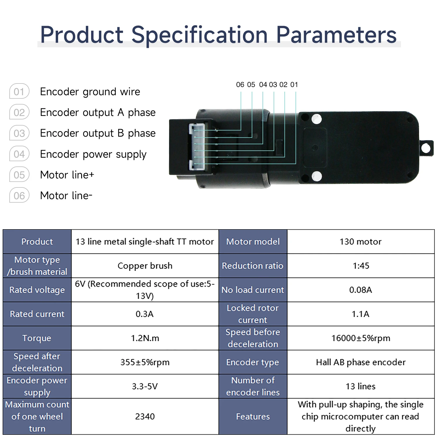 Yahboom TT DC Gear Motor AB Phase Reduced Motor with Encoder with Bracket for DIY Smart Balance Car