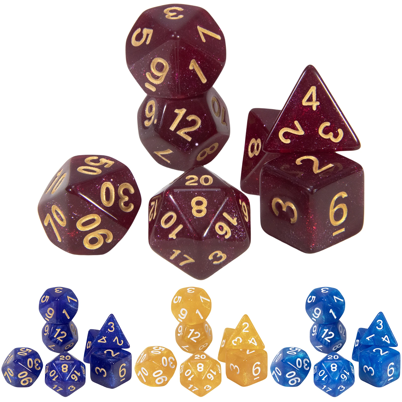 Polyhedral Glitter Dice DND Dice Set for Board Game Role Playing Games  D4 D6 D8 D10 D00 D12 D20 Dices