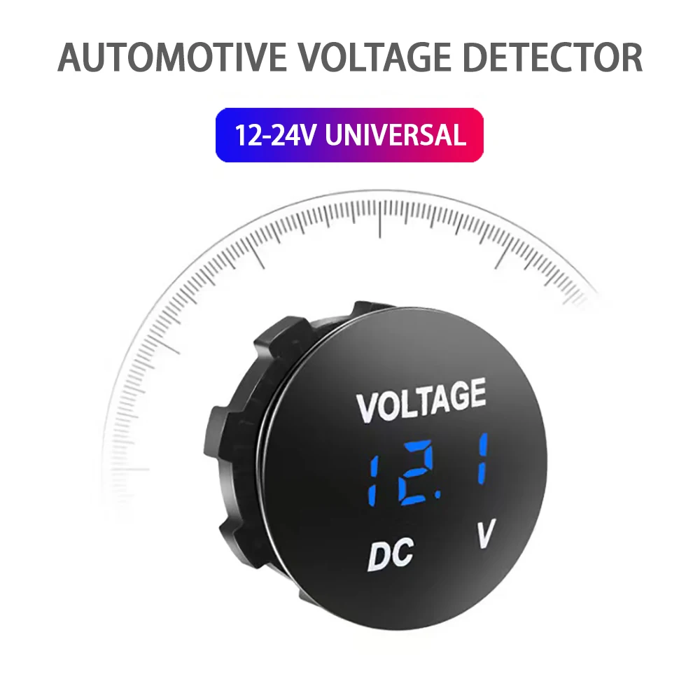 DC 5V-48V LED Mini rotondo impermeabile barca a motore pannello moto voltmetro digitale tester monitor display voltmetro