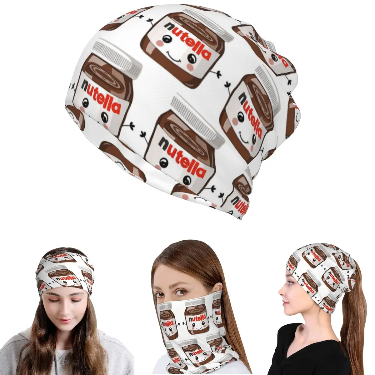 

Nutella Cutie Bandana Neck Cover Wrap Scarf Multifunction Headband Beanies Hat Unisex Adult Winter