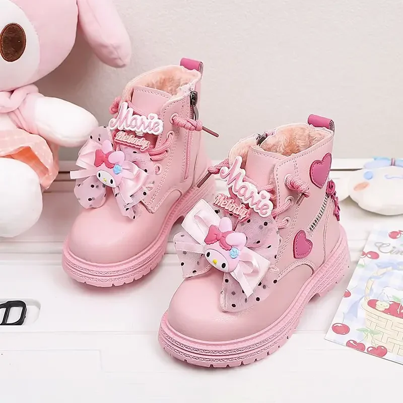 

Sweet My Melody Anime Sanrio Ins Fashion Martin Boots Spring Autumn Cute Cartoon Kawaii Ankle Soft Warm Shoes Gifts for Kids