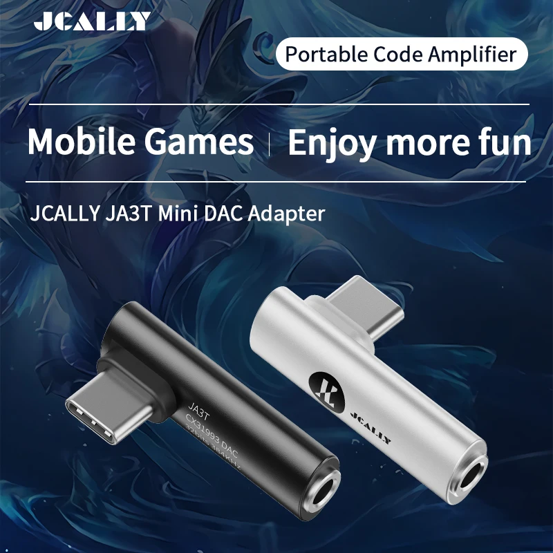 JCALLY JA3T Digitale Audio Draagbare Decodering CX31993 DAC Type-C naar 3.5mm Hoofdtelefoonversterker Hifi 32bit/384KHz L Plug Adapter