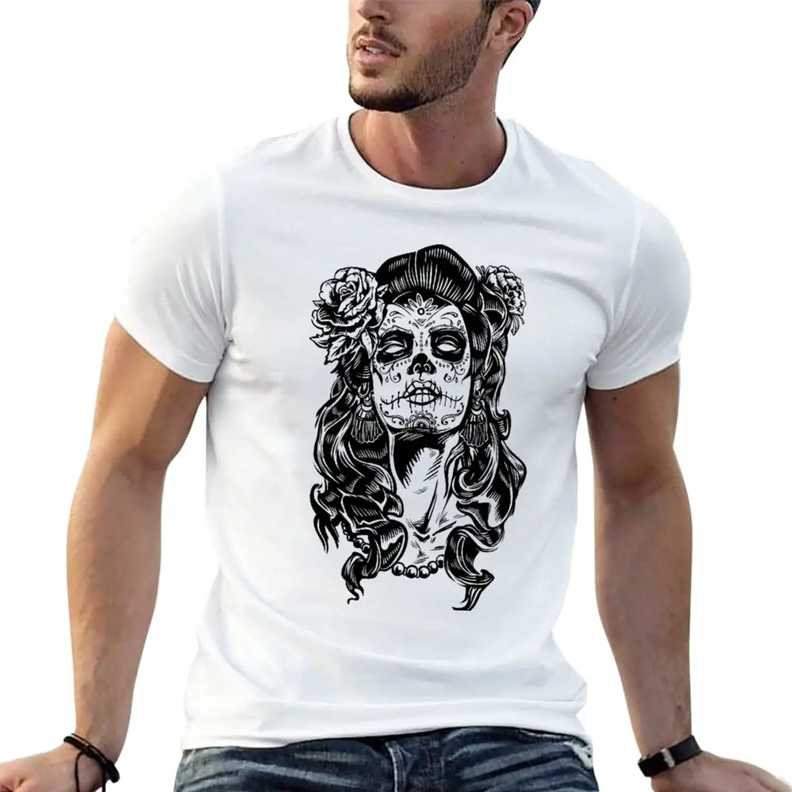 Nuestra Se?ora de la Santa Muerte T-Shirt quick drying customizeds Short sleeve tee men