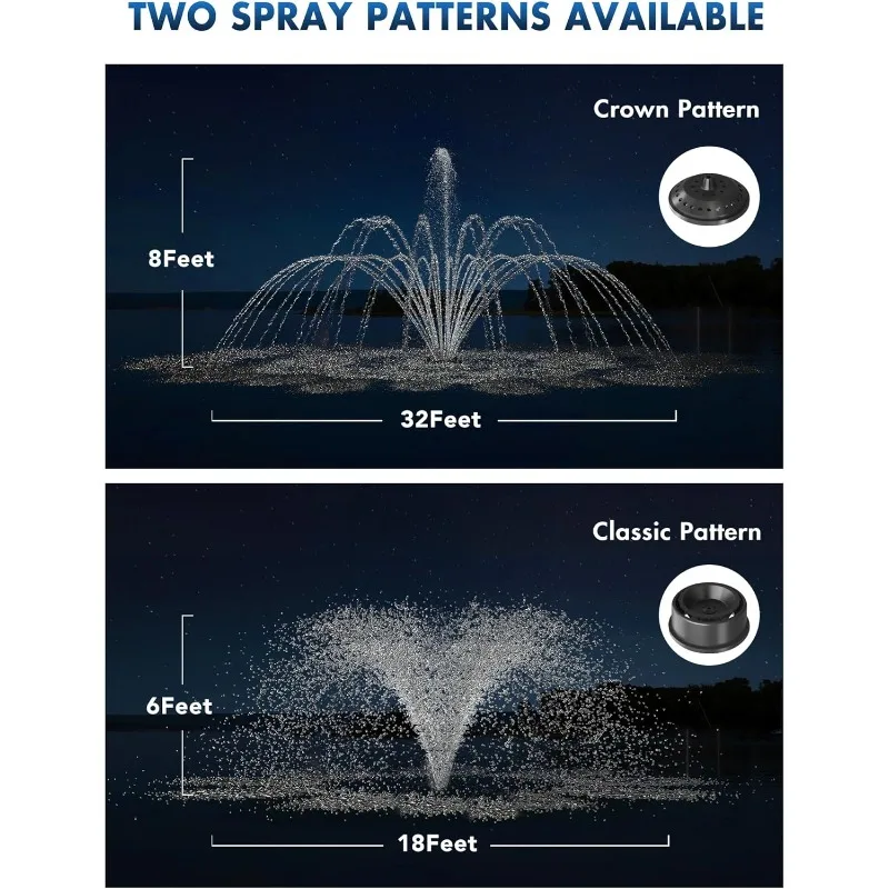 home.-FS01 Fonte flutuante de lago grande de 110 V, 1/2 HP, OD (φ) 32" com bomba de fonte de 13000 GPH, cabo de alimentação de 100', dois patos de pulverização