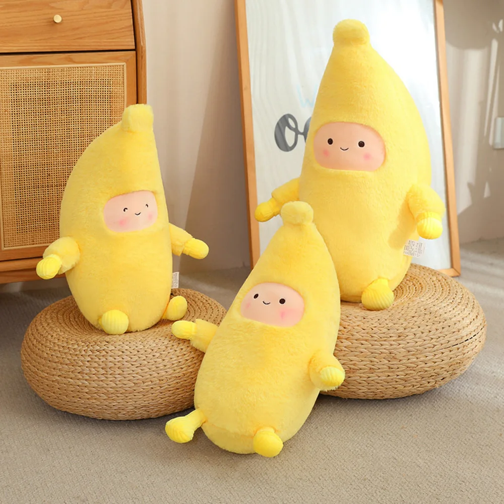 Kawaii Banaan Man Gevulde Poppen Met Mini Armen Benen Leuke Gele Banaan Knuffels Knuffel-Gable Verjaardagscadeautjes Voor vriendinnen