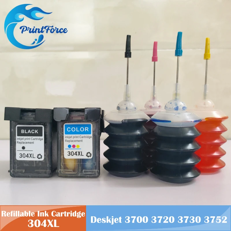 304XL Refillable Ink Cartridge for HP304XL for Deskjet 3700 3720 3730 3752 5000 5010 5020 5030 5032 5034 Envy 2620 2630 2632