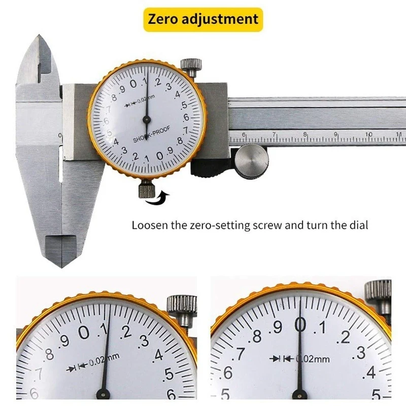 Dial Calipers 0-150Mm 0.02Mm High Precision Industry Stainless Steel Vernier Caliper Shockproof Metric Measuring Tool