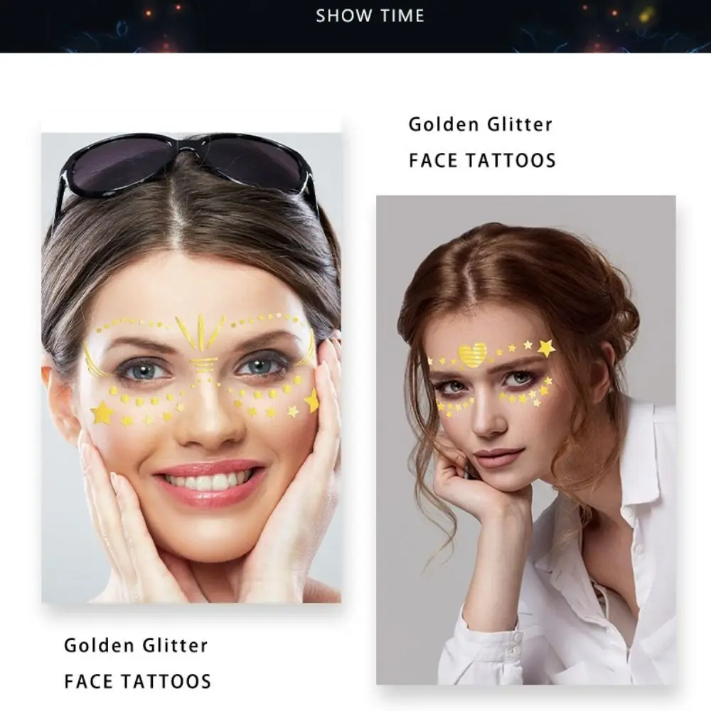 

Glitter Stickers Face Gold Temporary Bright Face Art Glitter Tattoos Sticker Face Decoration Metalic Tattoos Face Jewels