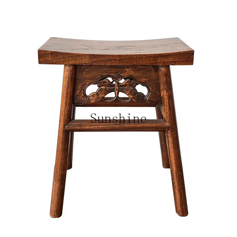 

New Chinese antique furniture Solid wood elm saddle stool Bar table Dining table Bench