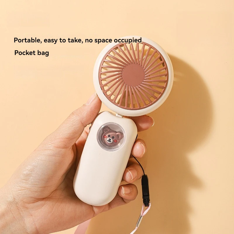 مروحة صغيرة محمولة باليد برقبة رقبة للحيوانات الأليفة ، قابلة لإعادة الشحن ، محمولة باليد ، لطيفة ، قابلة للطي والمدمجة ، تحمل العصا ، لطيفة