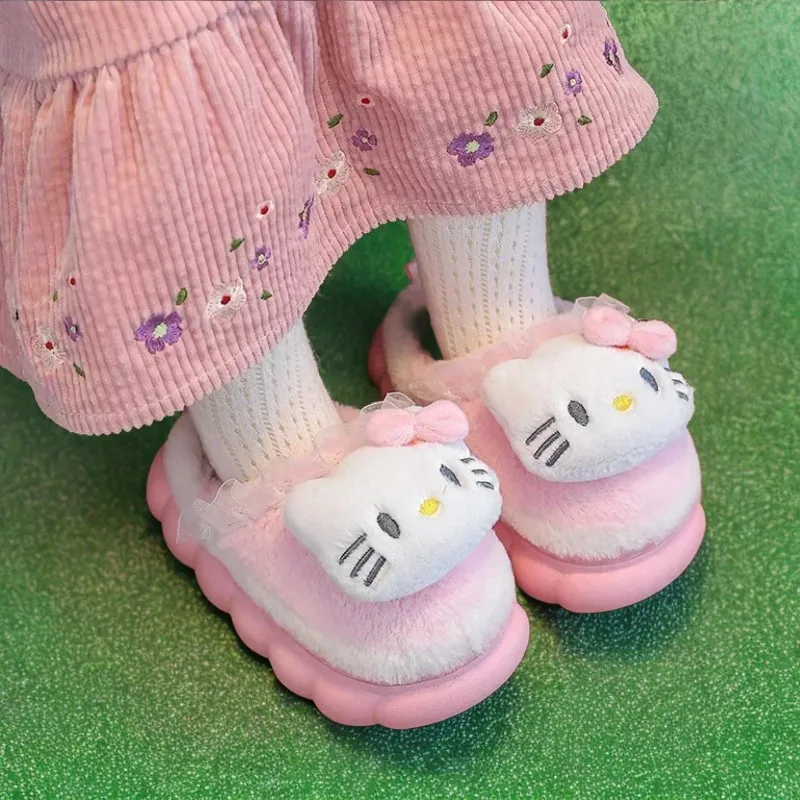 

Winter Warm Cute Cartoon Indoor Mule Soft Non-slip Fluffy Slippers For Kids Teen Boys Girls Children Home Cotton Shoes Size 24-4