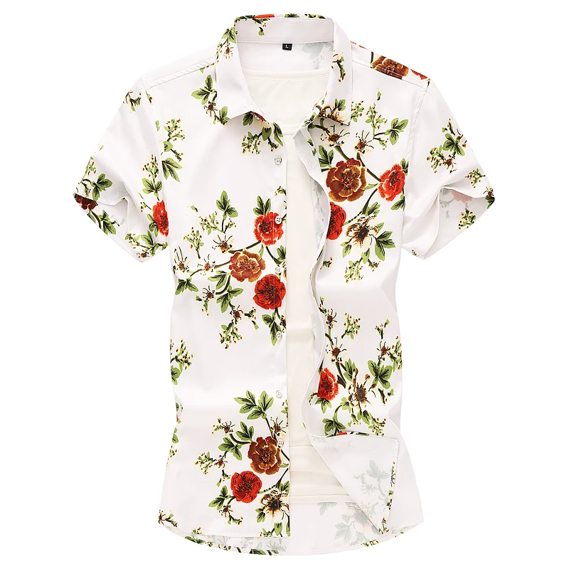 2026 Fall White Men's Short Sleeve Printed Shirts, Summer New Asia Size Shirt, 25 Colors Available.