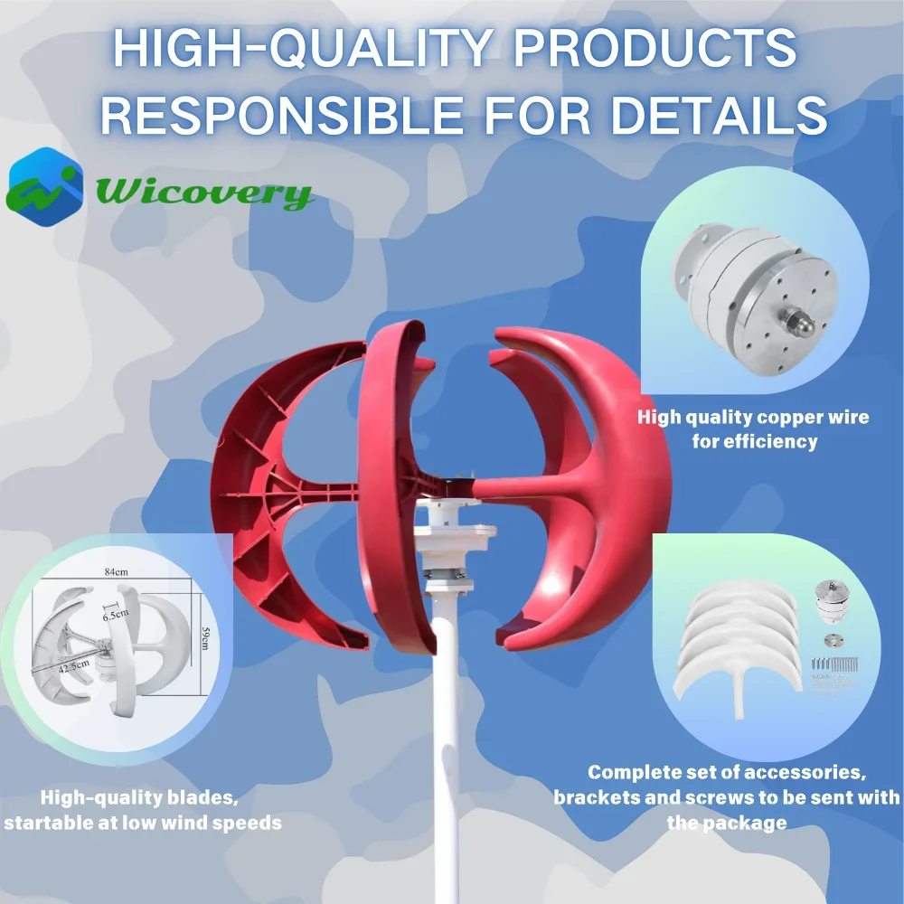 3000W 3KW 12V 24V ertical Wind Turbine Generator Windmill Motor Home Use Low Noise High Efficiency Poland Brazil Warehouse