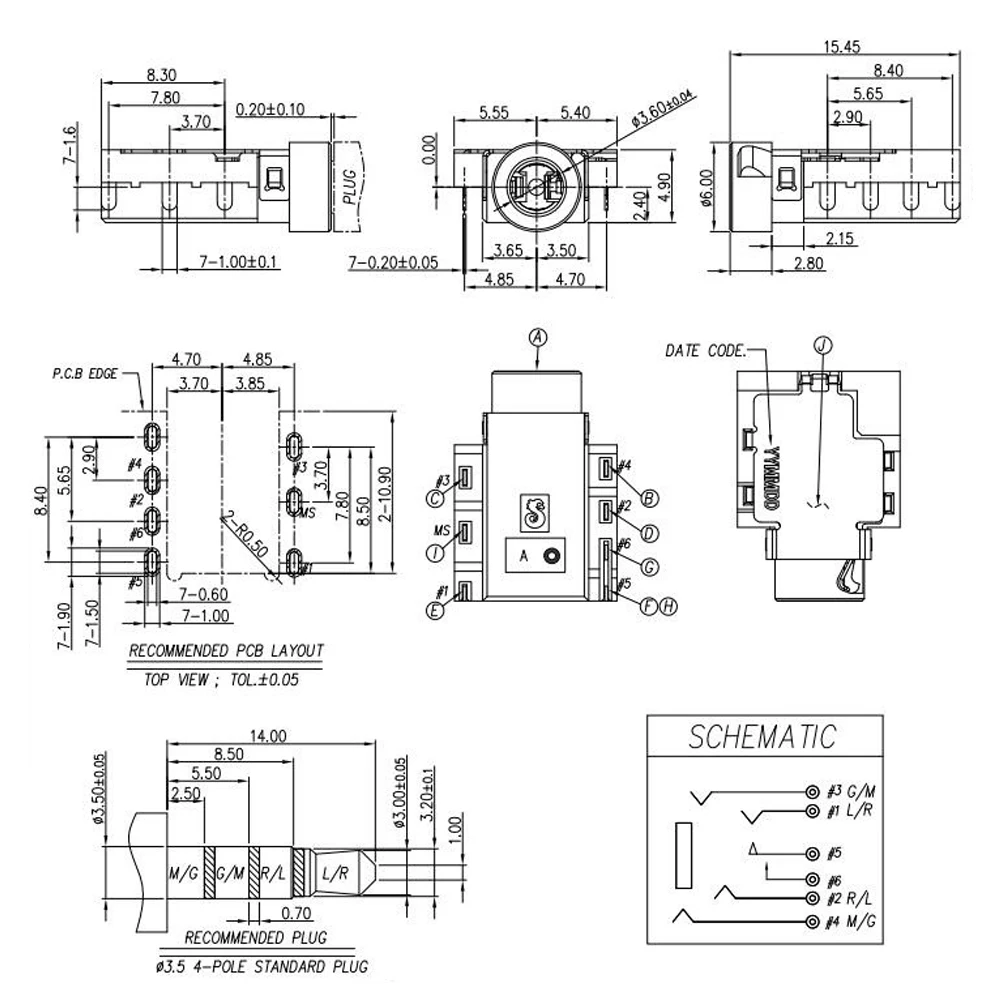 1-10Pcs  Audio Combo Jack Connector for Acer Ausu Dell HP Lenovo Laptop Headphone Microphone Port