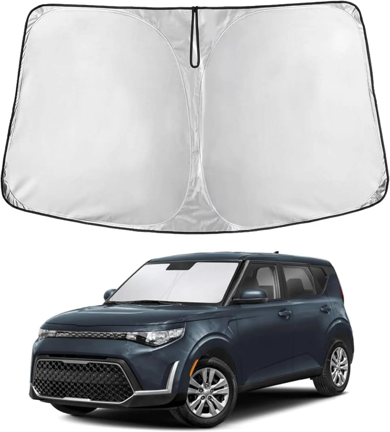 

for Kia Soul 2020-2024 2025 Windshield Sunshade-240T Polyester Material Cars Sun Visor Reflector Blocks UV Rays - Foldable Sunsh