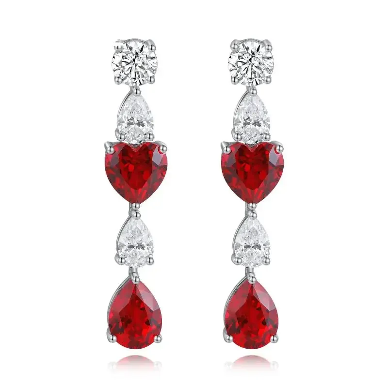 Primiana Elegant  S925 Silver 6.55ct Main Stone  Lab Grown Ruby Water Drop Earrings  Jewelry for Women Party Gifts