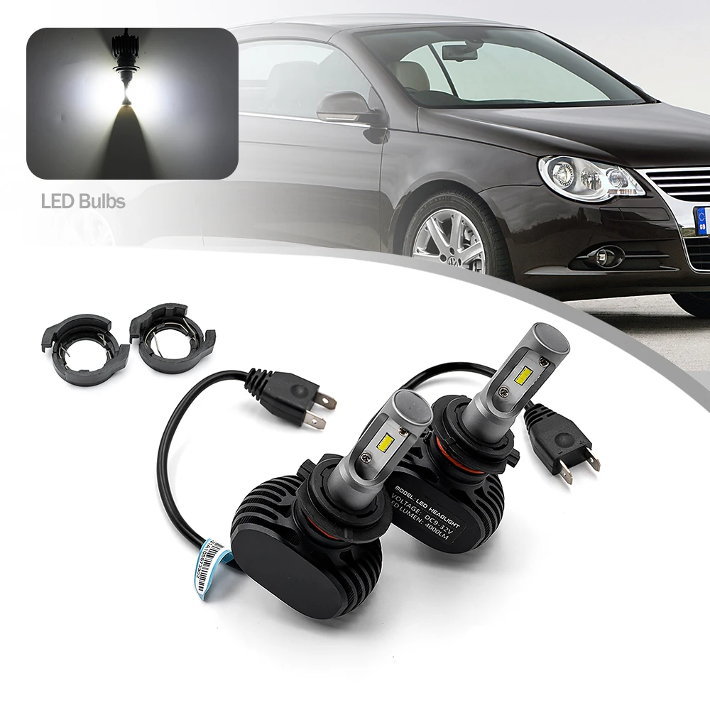 2Pcs Voor Renault Megane Iv Peugeot Rifter Ford Vw Eos 50W High Power Led Koplamp Lage Lo Gedoopt beam Lampen Houder Socket Kit