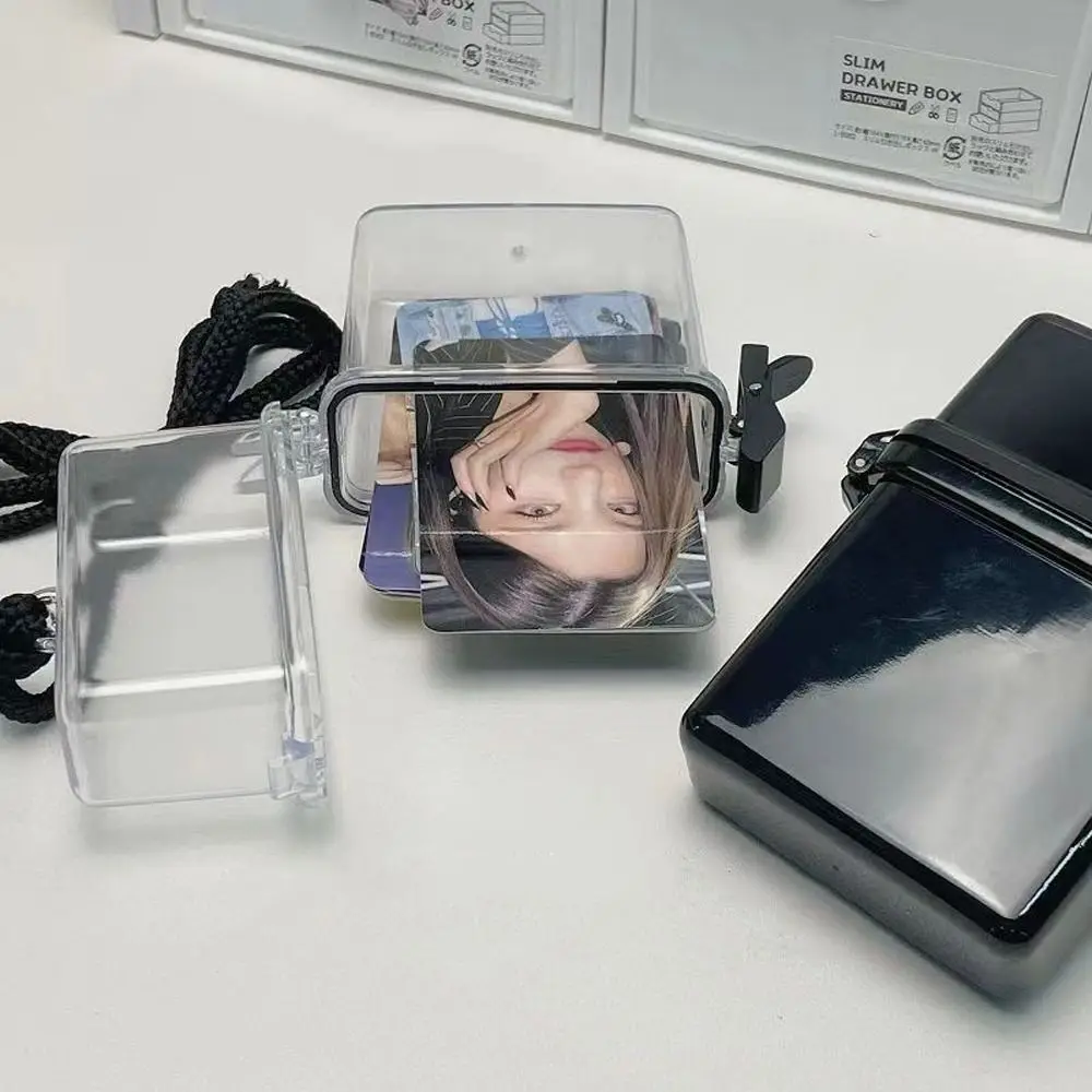 Transparent Photocards Storage Box With Rope Photo Organizer Idol Photo Holder Multipurpose Plastic Album Case Container