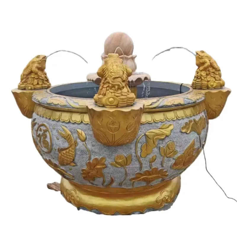 High Quality  Gold Plating Granite and Marble Fountain Grey Granite Floating Ball  Sphere for Garden Decoration
