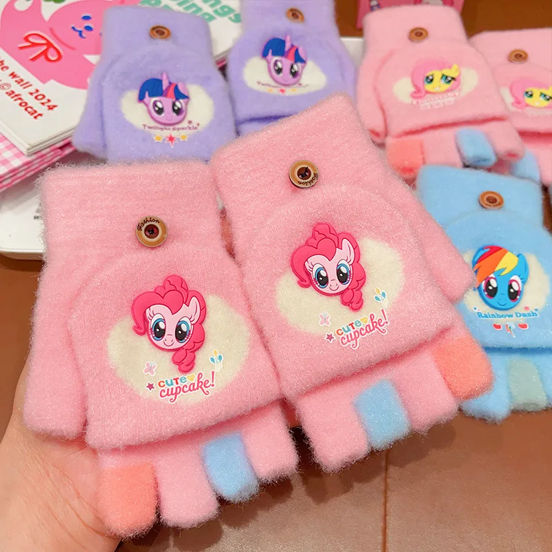 Miniso gants aveugles Little Pony pour enfants pour l'automne et l'hiver gants d'écriture chauds en polaire épaisse à cinq doigts