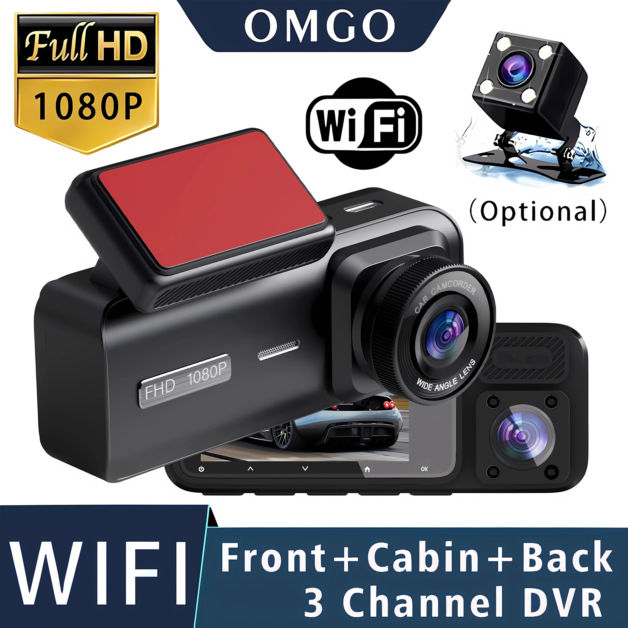 3-Kanal-Dashcam für Auto 1080P Videorekorder WIFI APP Dashcam Auto-DVR Front- und Rückfahrkamera Nachtsicht Auto-Zubehör