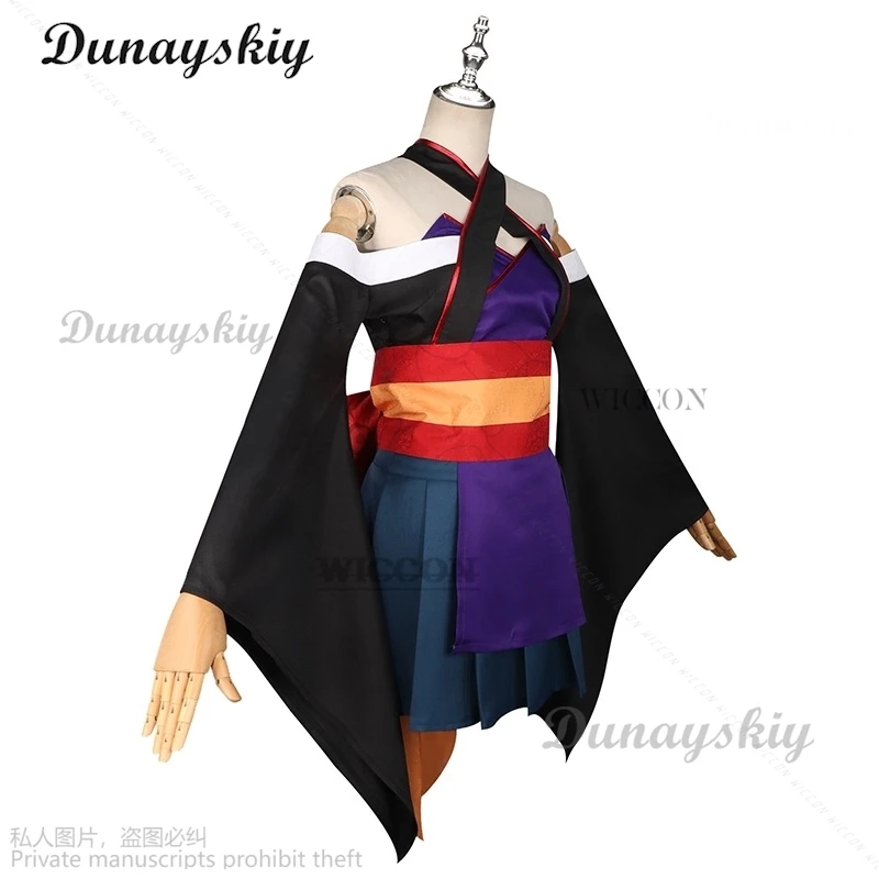 The Game Senren Banka cos Murasame Cosplay lovely sling Japanese kimono Loose Sleeve Female Outfit with green wigs cosplay