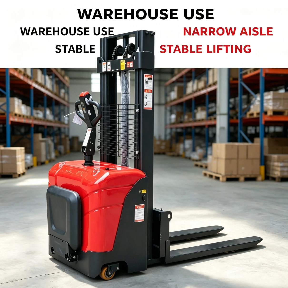 Electric Pallet Stacker 1.5 Ton 2 Ton Durable Self-Loading Full Battery Operated New Model for Material Handling