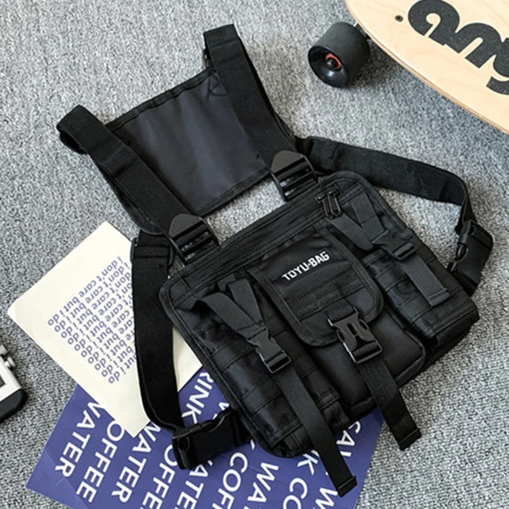 Molle Chest Bag Oxford Cloth Molle Shoulder Vest Bags Adjustable Multiple Pockets Lightweight for Hiking Travel Cycling