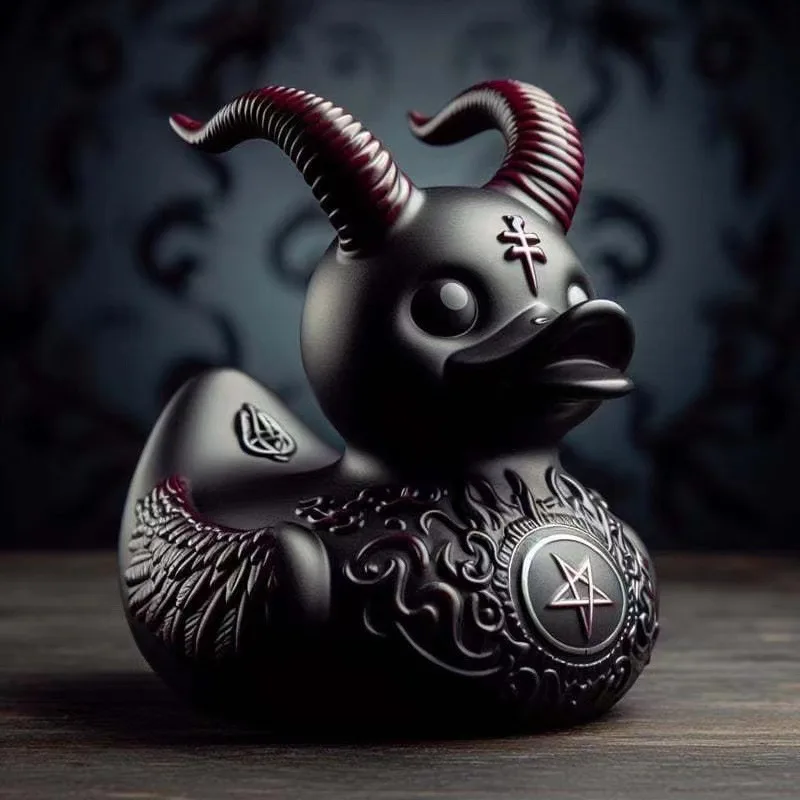 

Duck Statue Indoor Gothic Sculpture Punk Rock Duck Resin Satan Devil Ducks Animal Figurine Bookshelf Desktop Decor Toys