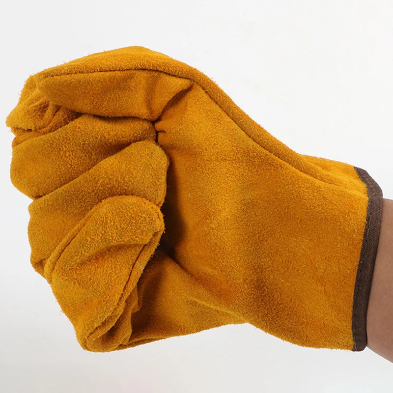 Labor Protection Cowhide Gloves Yellow Safety Welding Wear-resistant Insulated Gloves Personal Protective Equipment