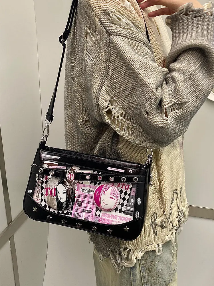 Japanese Original Sweet Versatile One-shoulder Messenger Bag for Women Transparent Small Food Allowance Two-dimensional Lta Bag