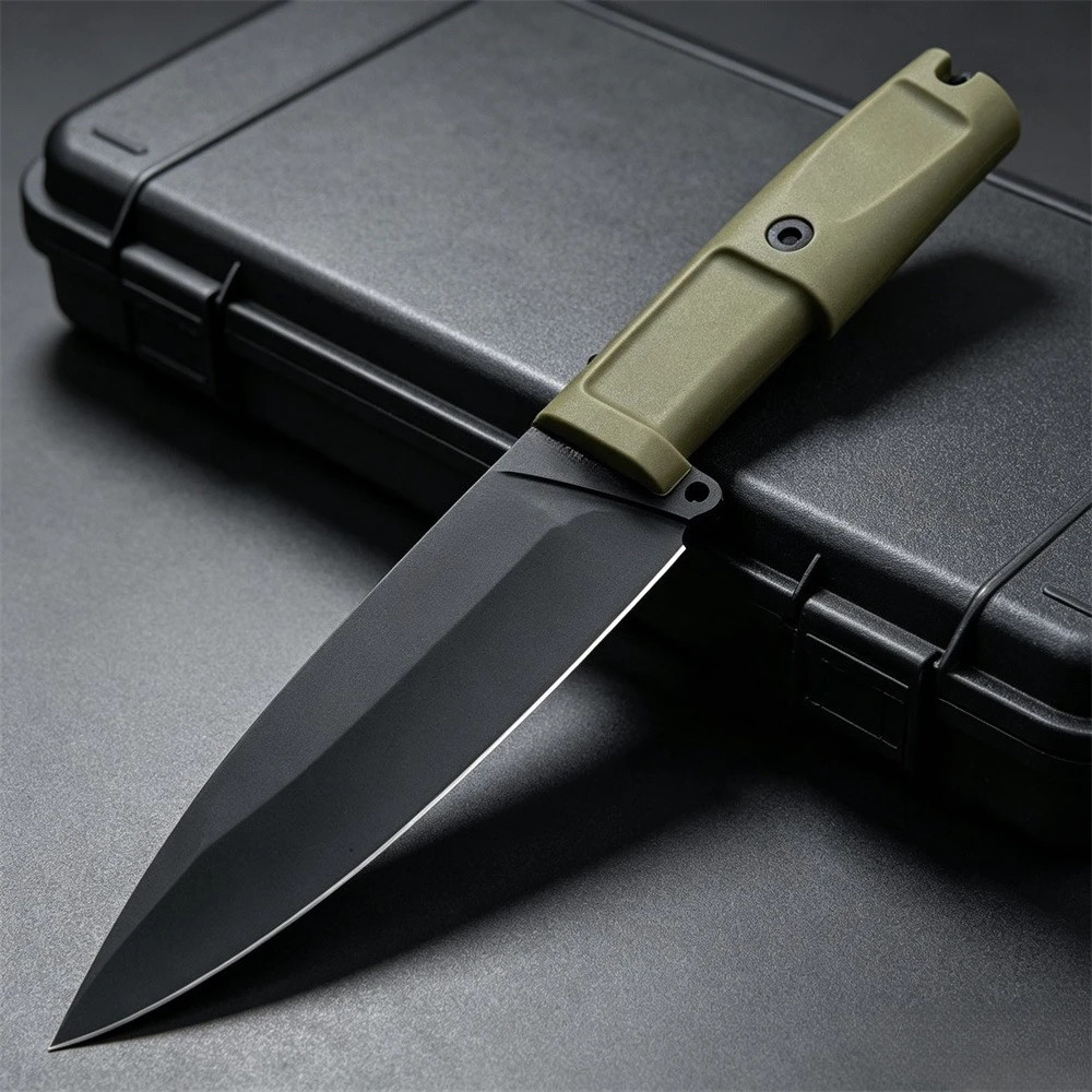 Daily Carry EDC Outdoor Fixed Blade Knife 8Cr13Mov Blade Forprene Anti-Slip Handle Multi-Purpose Cutting Tool for Camping Hiking