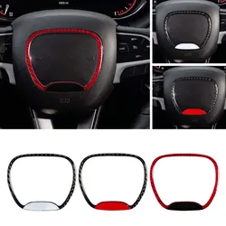 1pcs Carbon Fiber Interior Decor Car Steering Wheel Cover Sticker For Dodge Ram 1500 2500 3500 Challenger Charger Caliber