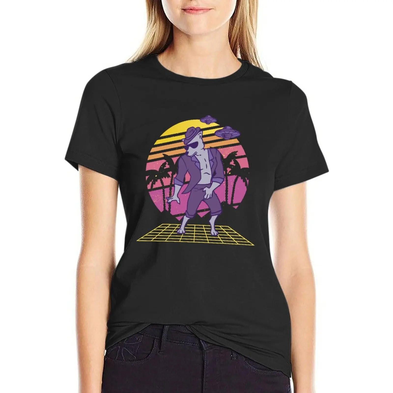 

Werewolf Dancing in Retro Sunset T-Shirt korean fashion Short sleeve tee tees t-shirt dress for Women graphic