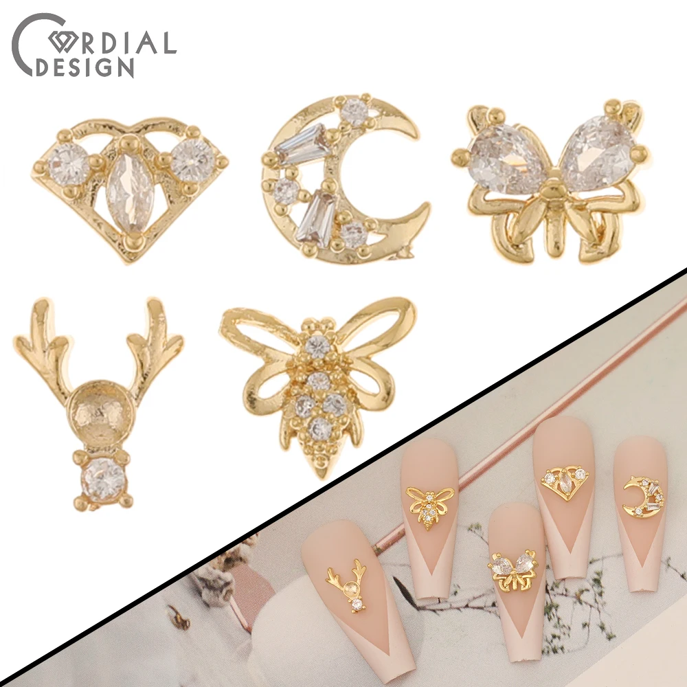 

Cordial Design 100Pcs Jewelry Findings & Components/Cubic Zircon/Multi Shapes/DIY Fingernail Accessories/Genuine Gold Plating