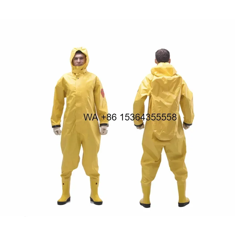 Wmwmnu for Professional PVC Fabric Chemical Fireproof Heavy Rubber Suit Safety Coverall Airtight Chemical Protective Uniform