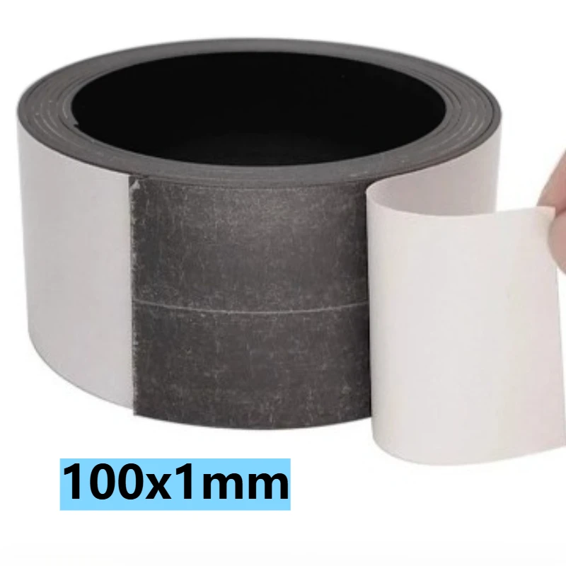 Width100mm thickness 1mm Self Adhesive Rubber Magnet Tape Strong Flexible Magnet  for Refrigerator Photo Posters Free Cutting
