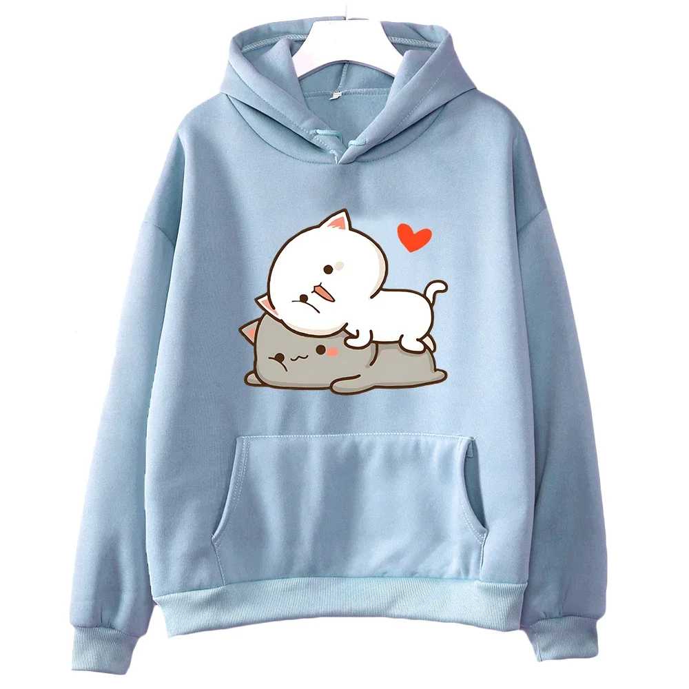 

Peach Cat Goma Mochi Print Hoodie Kawaii Cartoon Women's Clothing Femme Korean Style Sweatshirt Harajuku Hoody Female Sudaderas