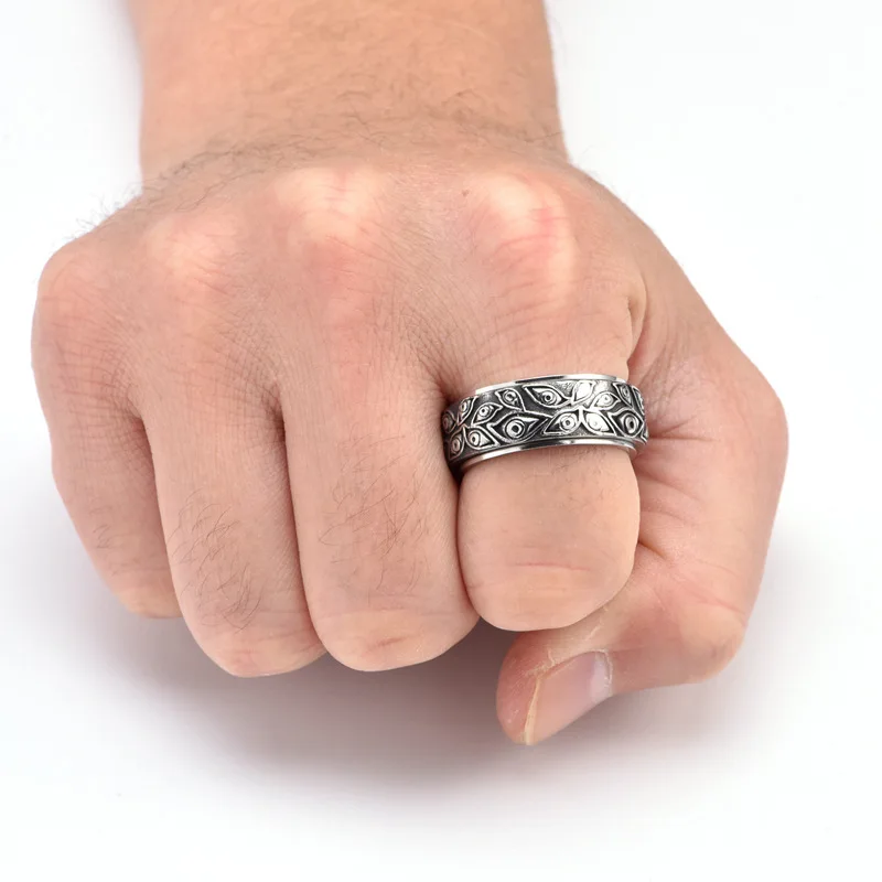 Großhandel Herren Multi-Augen-Spinner-Ring Retro Trendiger 316L Edelstahl Wasserdichter Schmuck Geschenk für Männer – Detail 7