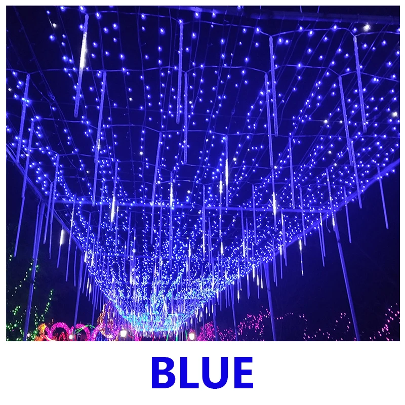 Chuva de meteoros ao ar livre led luzes da corda 30/50/80cm à prova dwaterproof água festa de natal árvore decoração do jardim luzes fadas