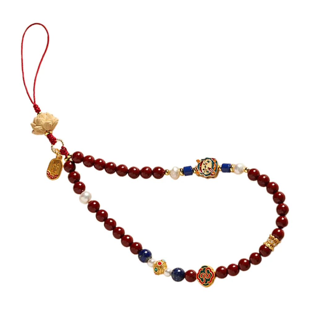 

Beaded Lotus Pearl Phone Lanyard Strap Wrist Anti-Lost Keychain Charm Mobile Phone Chain Strap Car Ornament Beaded Lanyard