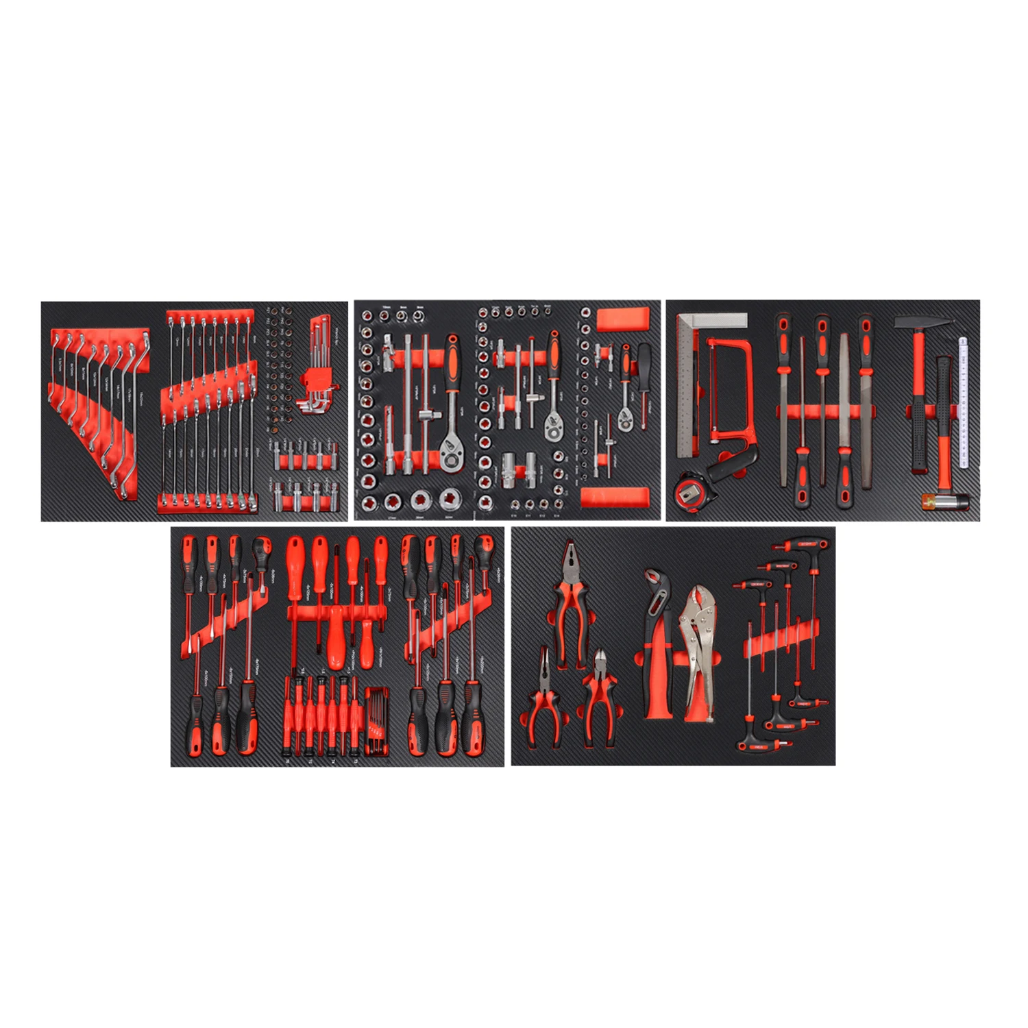 Professional 201-Piece Chrome Vanadium Steel Sockets Hand Tool Set With Sickle And Handles CE Certified For Car Repair